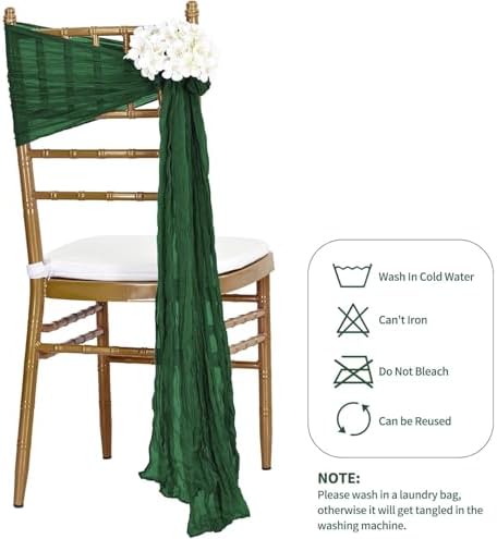 MDS Pack of 25 Cheesecloth Chair Sashes 17x70 Hunter Green