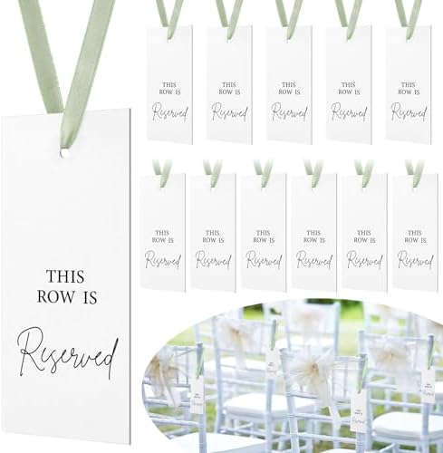 Clabby 12 Pack Reserved Chair Signs with Ribbon