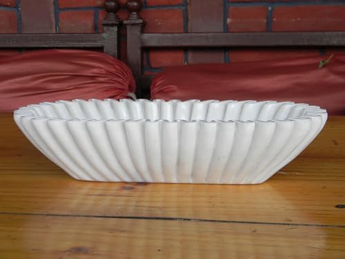 Handcrafted Marble Scallop Bowl 10 Inches White