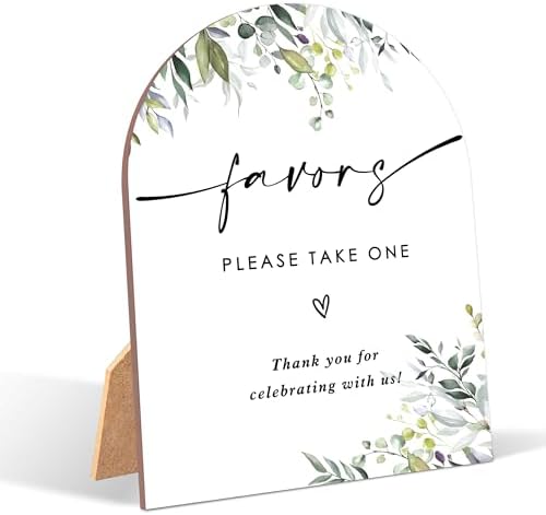 Greenery Wedding Favor Sign with Stand