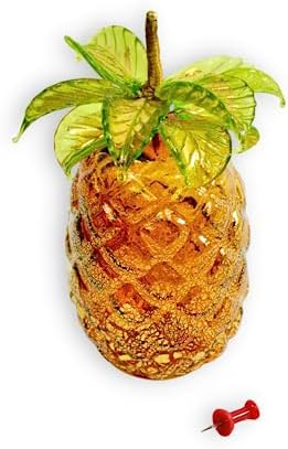 Artisan Crafted Murano Glass Pineapple Figurine Amber Green 45 Inch Tall