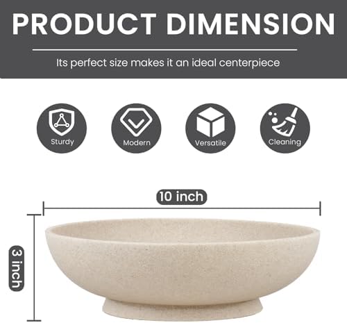 Large Decorative Bowl Artificial Stone Beige