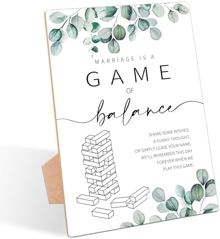Marriage Is A Game Of Balance Wedding Sign with Stand