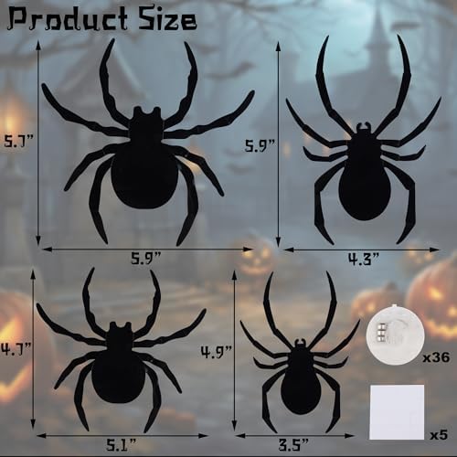 DRDUDU 36 Pack Halloween Spider Wall Decor