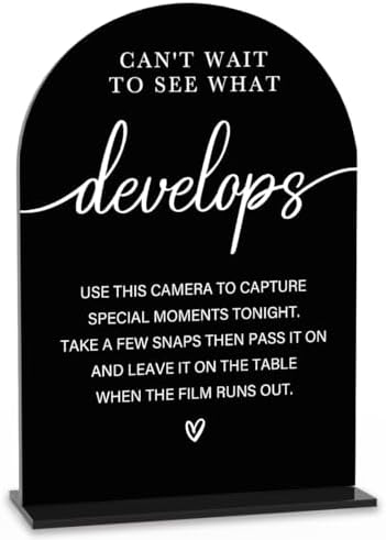 KongMoTree Modern Calligraphy Wedding Sign Arch Acrylic Table Top Sign Black