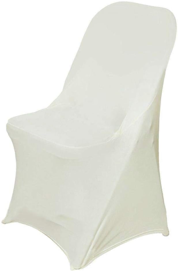 12 Pcs Ivory Spandex Folding Chair Covers for Weddings and Parties
