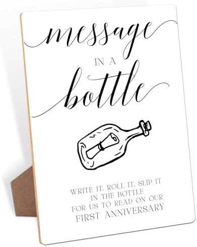 Wedding Message in a Bottle Guest Book Sign with Stand - 8x11 Inch