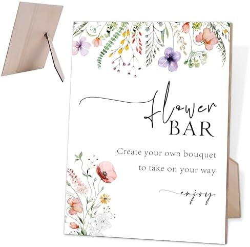 Floral Wedding Sign with Stand 8x11 Inches