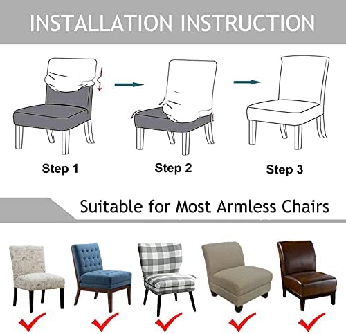 UCCONO Velvet Armless Chair Slipcover White