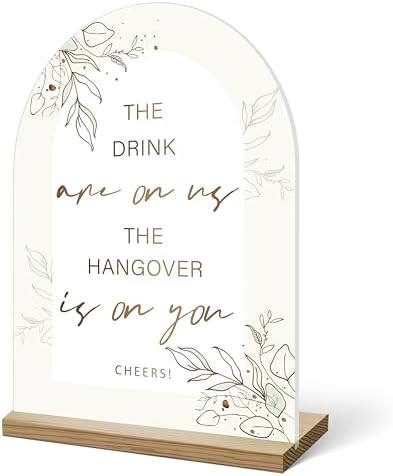 Wedding Bar Sign With Wood Base - 8x11 Acrylic