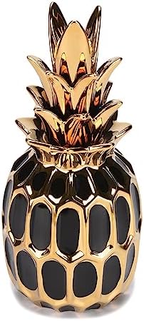 Modern Black Gold Pineapple Ceramic Statue 114in