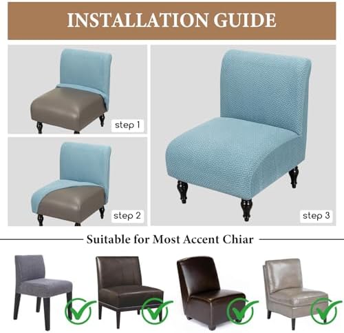 FUANGUI Armless Chair Cover Slipcover - Stretch Spandex for Living Room