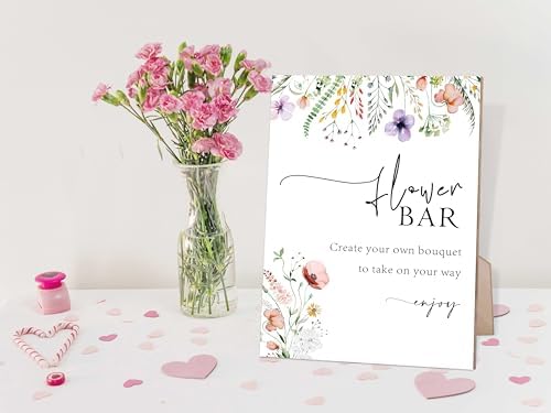 Floral Wedding Sign with Stand 8x11 Inches