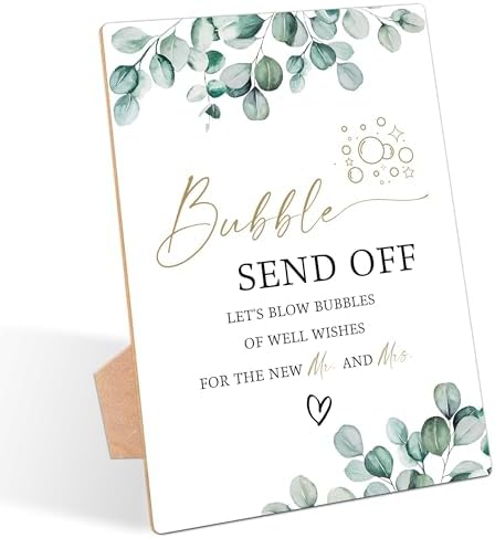 Bubble Send Off Sign Greenery Wedding Ceremony LD32
