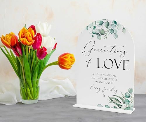 Greenery Generations Of Love Wedding Sign 8x11 Inch White Arch Acrylic
