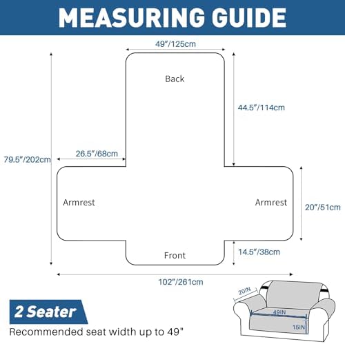 MAXIJIN Waterproof Loveseat Couch Cover with Elastic Strap and Side Pockets