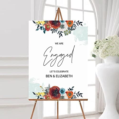 Customizable Red Floral Wood Wedding Welcome Sign 12x16 Inch