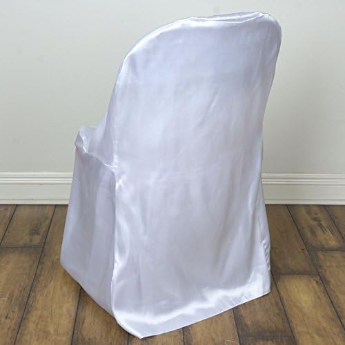 BalsaCircle 10pcs White Satin Folding Chair Covers for Events