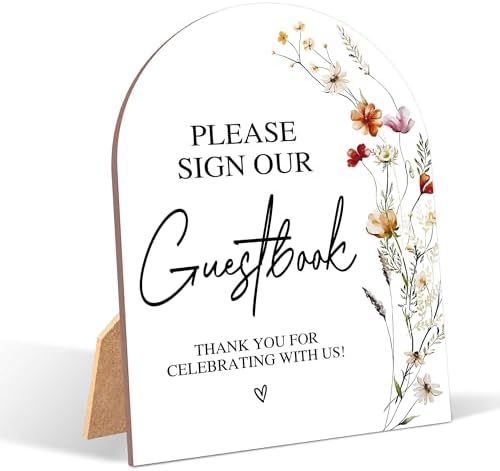 Wildflower Arch Wooden Wedding Sign With Stand