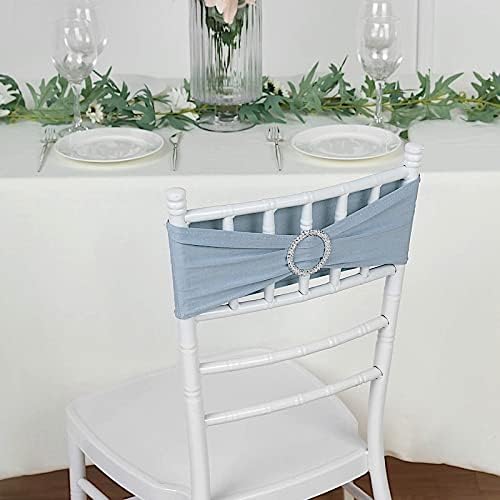 Balsa Circle 10 Dusty Blue Spandex Chair Sashes with Silver Round Buckle