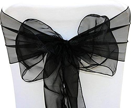 Organza Chair Bow Sashes Pack of 25 Black