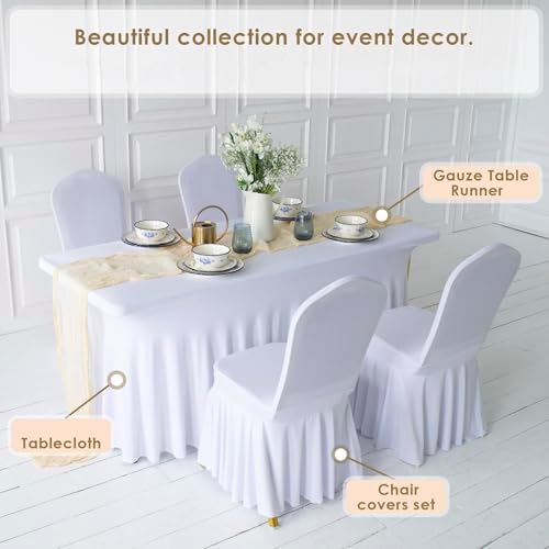 100pcs White Pleated Skirt Spandex Chair Covers for Wedding and Banquet Events