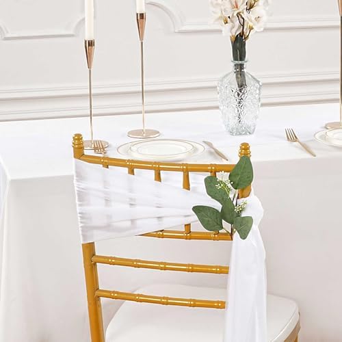 QueenDream White Chair Sashes Wedding Aisle Decorations 24 Pack