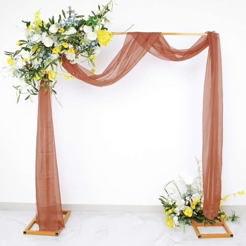 Efavormart 18 Ft Terracotta Sheer Organza Curtain Panels