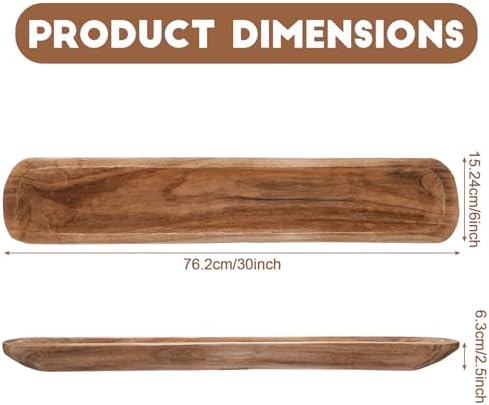 Xaatren Large Wooden Dough Bowl Decor Brown 30x6 Inch