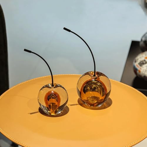 Crystal Glaze Artificial Cherry Sculpture Glass Home Decoration