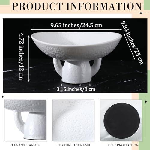 Kritkin White Ceramic Decorative Pedestal Bowl