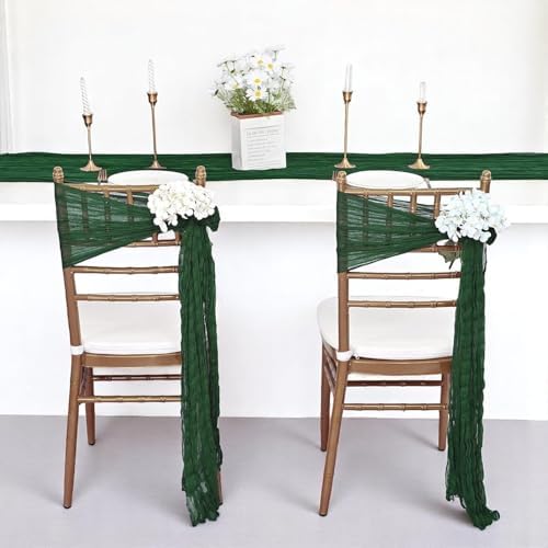 MDS Pack of 25 Cheesecloth Chair Sashes 17x70 Hunter Green