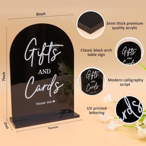 KOSKIMER 2 Pcs Black Acrylic Wedding Signs with Holders