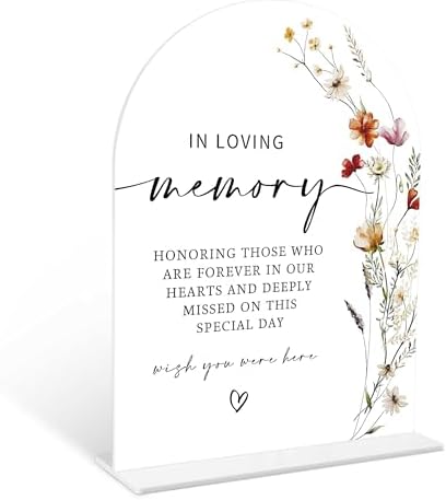 Boho Floral In Loving Memory Wedding Sign 6x8 Inch