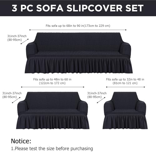 3 Pcs Sofa Slipcover Set for Couch Cushions