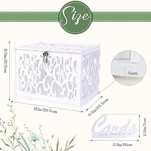 OurWarm PVC Hollow Wedding Envelope Box with Lock and Card Sign