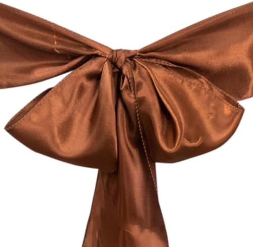 100 Cinnamon Brown Satin Chair Sashes for Wedding Decorations