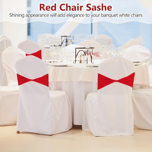 Kinlop 150 Pcs Stretch Chair Sashes Red