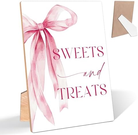 Pink Bow Themed Sweet Treats Sign for Wedding
