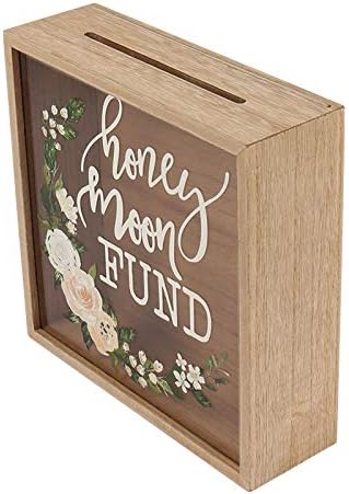 Hanna Roberts Honey Moon Fund Rustic Wood Box with Floral Garland
