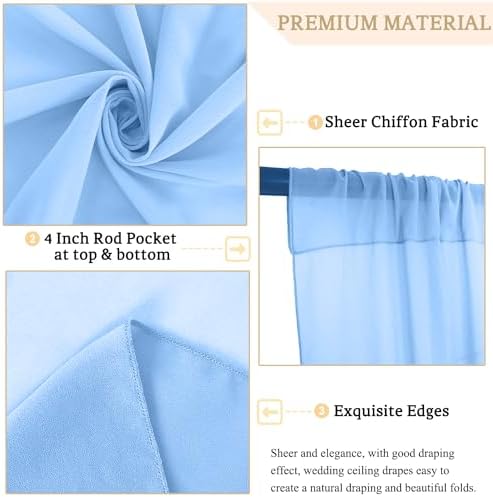 MODFUNS Light Blue Ceiling Drapes for Wedding and Party