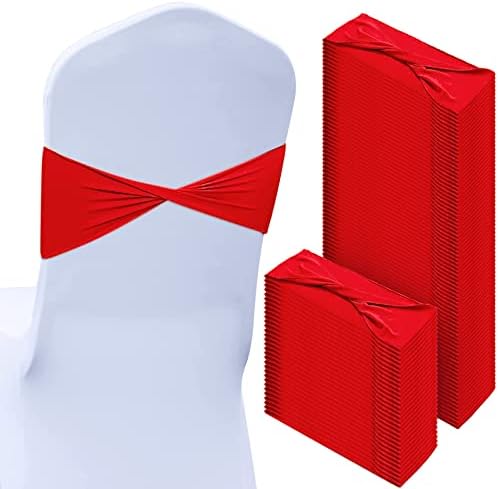 Kinlop 150 Pcs Stretch Chair Sashes Red