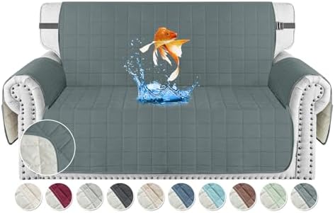 MAXIJIN Waterproof Loveseat Couch Cover with Elastic Strap and Side Pockets