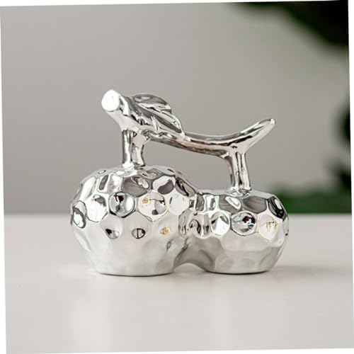 Happyyami Ceramic Cherry Statue Artificial Fruit Decor