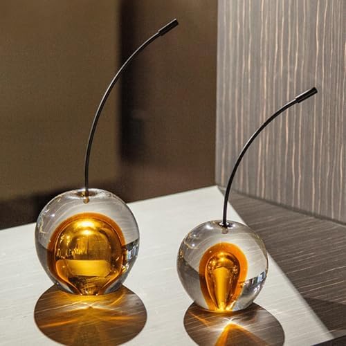 Crystal Glaze Artificial Cherry Sculpture Glass Home Decoration