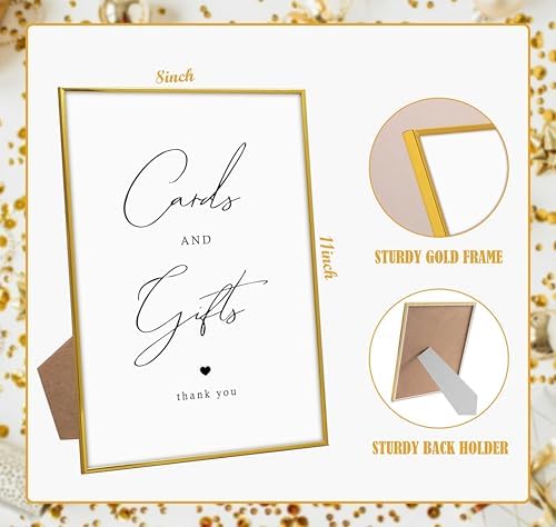 Gold Frame Wood Wedding Sign with Stand 8x11