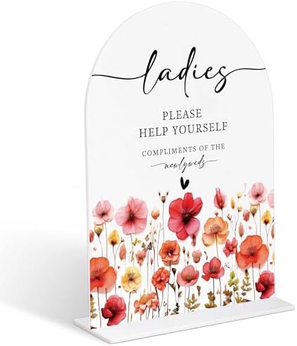 Wedding Bathroom Sign with Acrylic Base