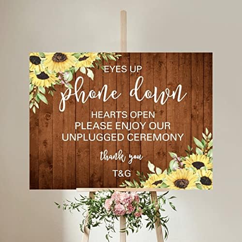 Custom Wooden Wedding Welcome Sign with Sunflower Design
