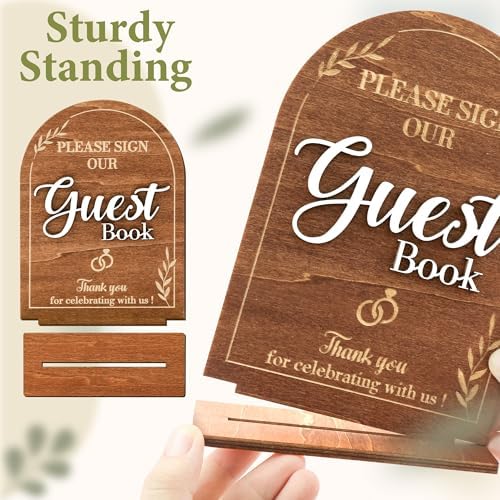 Rustic Wedding Guest Book Sign With Stand