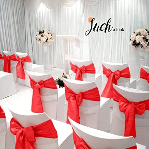 Pesonlook 50PCS Red Satin Chair Sashes for Decor